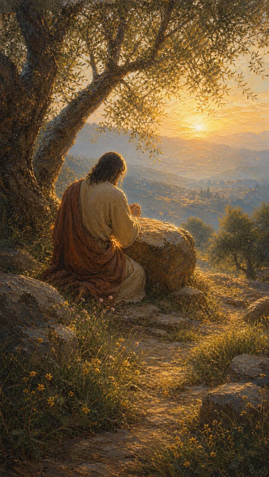 Pintura: Jesus a sós, em oração