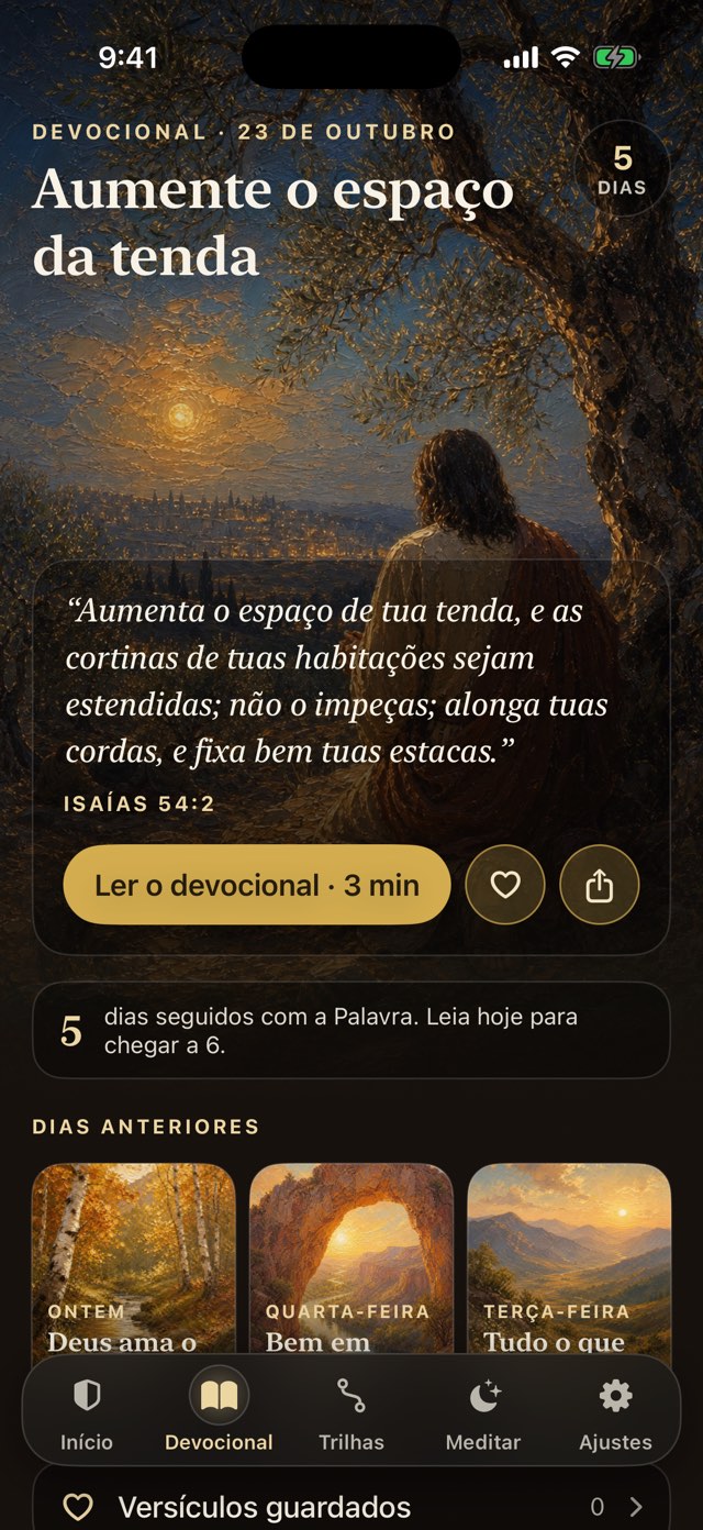 Aba Devocional: o versículo do dia sobre a pintura de Jesus, a sequência de dias e os dias anteriores