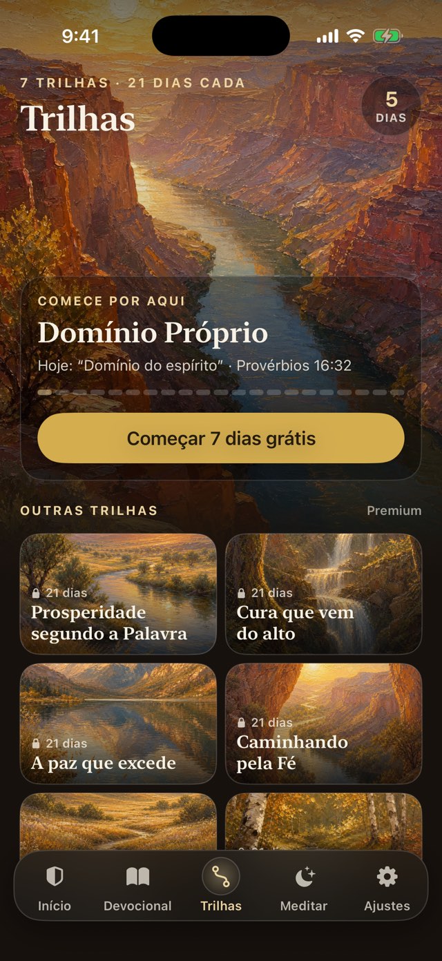Aba Trilhas: Domínio Próprio em destaque e as outras trilhas sobre pinturas